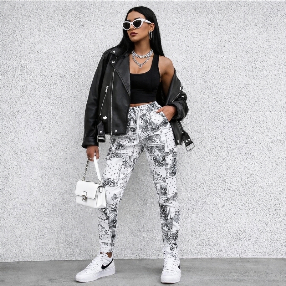 Kensie Jeans split raw hem high rise vintage luxe bandana white jean 2 - Picture 2 of 12